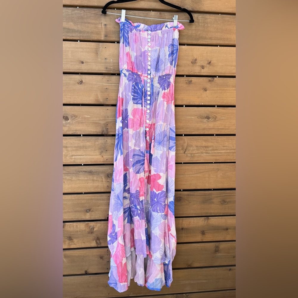 NWT Tiare Hawaii Ryder Maxi dress, beach/swim cover, Waimea Blue multicolor 0/S